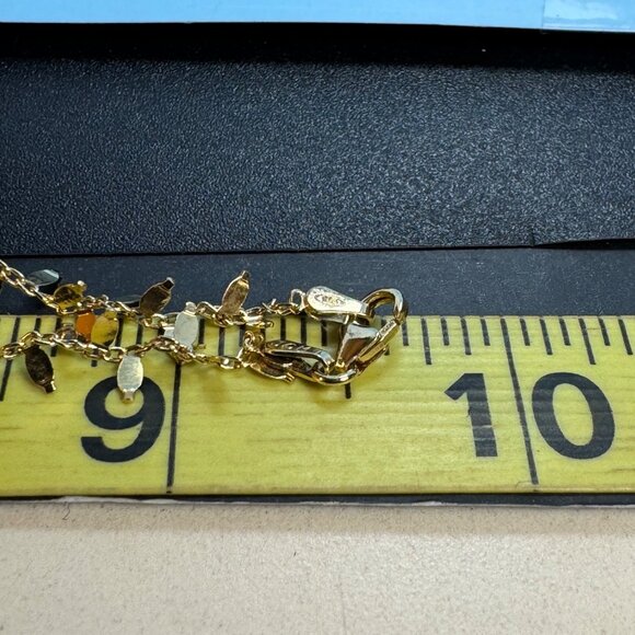 Gold Over Sterling Silver 925 Embellished Cable Link Chain Necklace Size 19'' - Picture 8 of 11